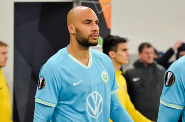 Lviv, Ukrayna - 28 Kasım 2019: Alexandria (Ukrayna) ile Wolfsburg (Almanya) arasındaki Uefa Avrupa Ligi maçı sırasında oyuncu