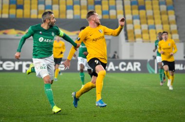 LVIV, UKRAINE - November 07, 2019: Loic Perrin player during the UEFA Europa League match between Alexandria (Ukraine) vs AS Saint Etienne (France), Ukraine