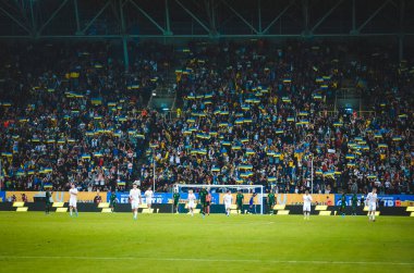 DNIPRO, UKRAINE - September 10, 2019: Football player during the friendly match between national team Ukraine against Nigeria national team, Ukraine