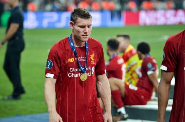 Istanbul, Turkey - August 14, 2019:  James Milner during the UEFA Super Cup Finals match between Liverpool and Chelsea at Vodafone Park in Vodafone Arena, Turkey