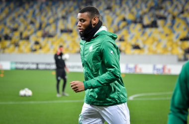 Lviv, Ukrayna - 07 Kasım 2019: Harold Moukoudi Uefa Avrupa Ligi karşılaşmasında Alexandria (Ukrayna) - Saint Etienne (Fransa), Ukrayna