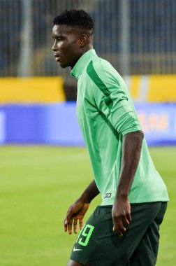 DNIPRO, UKRAINE - September 10, 2019: Paul Onuachu player during the friendly match between national team Ukraine against Nigeria national team, Ukraine