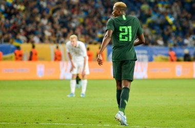 DNIPRO, UKRAINE - September 10, 2019: Victor Osimhen player during the friendly match between national team Ukraine against Nigeria national team, Ukraine