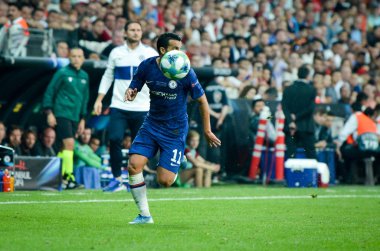 Istanbul, Turkey - August 14, 2019: Pedro player during the UEFA Super Cup Finals match between Liverpool and Chelsea at Vodafone Park in Vodafone Arena, Turkey