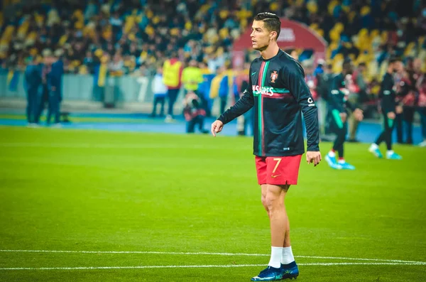 Kyiv Ucrania Octubre 2019 Cristiano Ronaldo Jugador Durante Partido Clasificatorio — Foto de Stock