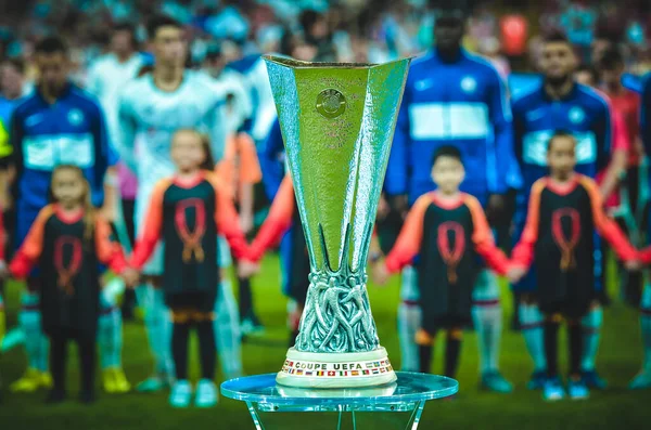 Estambul Turquía Agosto 2019 Primer Plano Copa Europa League Pedestal — Foto de Stock