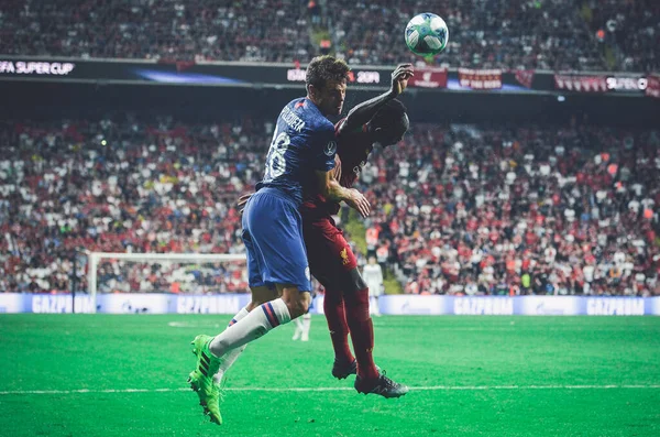 Istanbul Turkey August 2019 Cesar Azpilicueta Sadio Mane Uefa Super — Stock Photo, Image