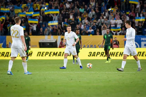 DNIPRO, UKRAINE - September 10, 2019: Ukraine  Football player during the friendly match between national team Ukraine against Nigeria national team, Ukraine
