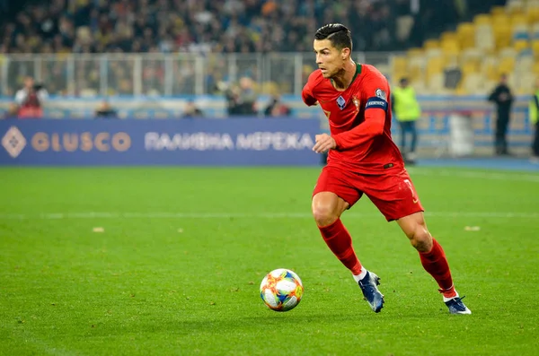 Kiev Oekraïne Oktober 2019 Cristiano Ronaldo Speler Tijdens Kwalificatiewedstrijd Uefa — Stockfoto