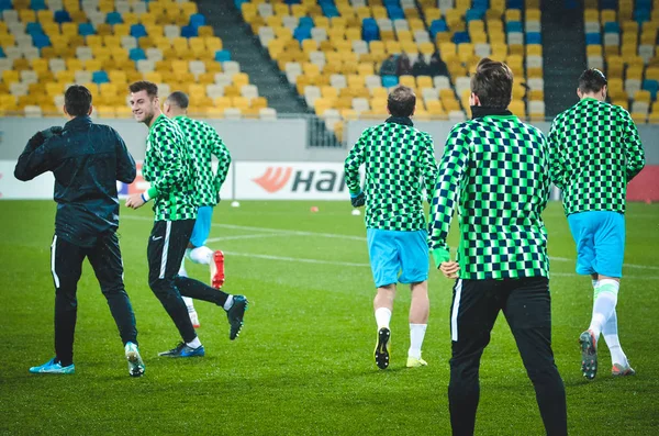 Lviv Ukraine Novembre 2019 Wolfsburg Joueur Football Entre Sur Paille — Photo