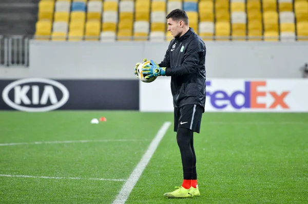 Lviv Ucraina Novembre 2019 Pavao Pervan Durante Partita Uefa Europa — Foto Stock