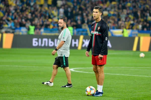 Kyjev Ukrajina Října 2019 Cristiano Ronaldo Během Kvalifikačního Utkání Uefa — Stock fotografie