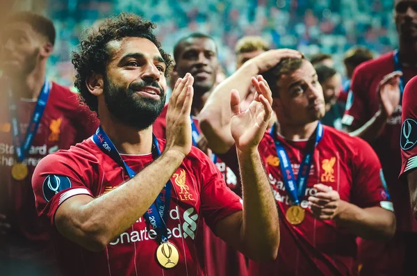 Istanbul Turkey August 2019 Mohamed Salah Celebrate Victory Uefa Super — Stock Fotó