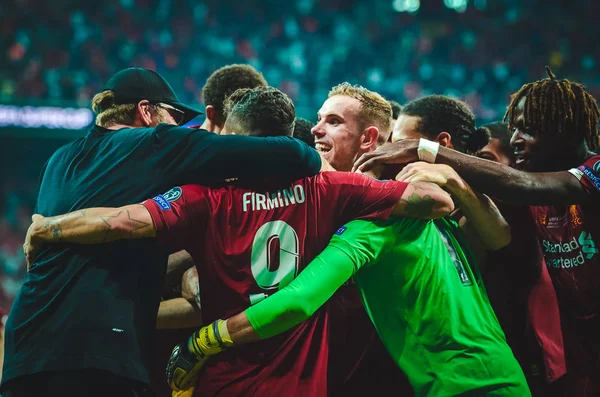 Istanbul Turkey August 2019 Liverpool Players Celebrates Victory Uefa Super — 스톡 사진