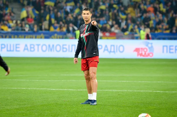 Kyiv Ucrania Octubre 2019 Cristiano Ronaldo Jugador Durante Partido Clasificatorio — Foto de Stock