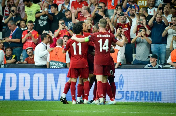 Istambul Turquia Agosto 2019 Jogador Futebol Liverpool Celebra Golo Marcado — Fotografia de Stock