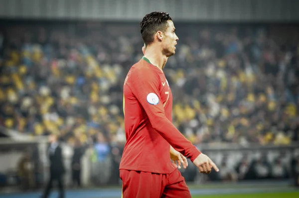 Kyjev Ukrajina Října 2019 Cristiano Ronaldo Během Kvalifikačního Utkání Uefa — Stock fotografie