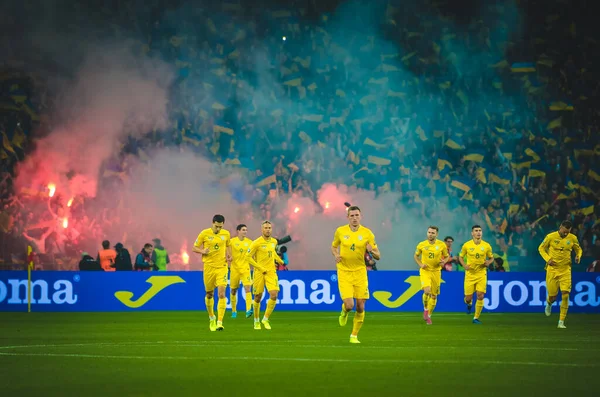 Kyiv Ucraina Ottobre 2019 Nazionale Ucraina Celebra Gol Segnato Durante — Foto Stock