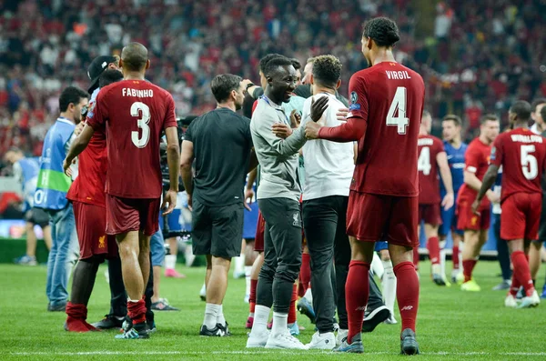 Istanbul Turkey August 2019 Liverpool Footballers Celebrate Victory Uefa Super — ストック写真