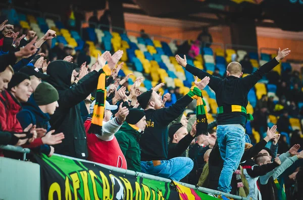 Lviv Ucrania Noviembre 2019 Los Aficionados Fútbol Los Ultras Apoyan —  Fotos de Stock