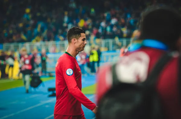 Kijów Ukraina Października 2019 Cristiano Ronaldo Zawodnik Podczas Meczu Kwalifikacyjnego — Zdjęcie stockowe