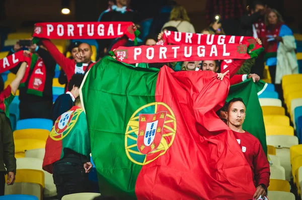 Kyiv Ukraine October 2019 Portuguese Fans Support Team Stadium Uefa — Stock Photo, Image