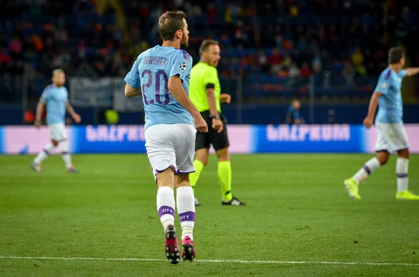 우크라이나 하르키우 2019 베르나르도 우크라 도너프 맨체스터 잉글랜드 Uefa 경기중 — 스톡 사진