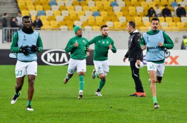 LVIV, UKRAINE - November 07, 2019: Jean-Eudes Aholou player during the UEFA Europa League match between Alexandria (Ukraine) vs AS Saint Etienne (France), Ukraine