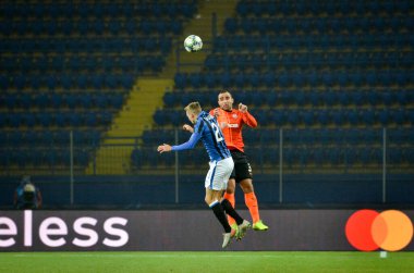 KHARKIV, UKRAINE - December 11, 2019: Timothy Castagne player during the UEFA Champions League match between Shakhtar vs Atalanta Bergamasca Calcio BC (Italy), Ukraine