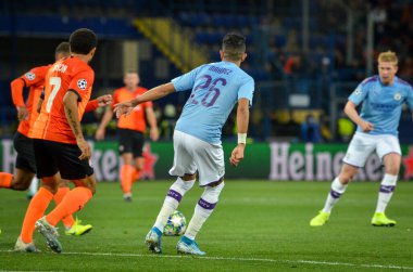 KHARKIV, UKRAINE - September 18, 2019: Riyad Mahrez during the UEFA Champions League match between Shakhtar Donetsk vs Manchester City (England), Ukraine