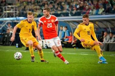 SAINT-PETERSBURG, RUSSIA - November 16, 2019: Kevin De Bruyne player during UEFA EURO 2020 qualifying match between national team Russia against Belgium national team, Russia