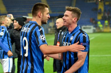 KHARKIV, UKRAINE - December 11, 2019: Berat Djimsiti player during the UEFA Champions League match between Shakhtar vs Atalanta Bergamasca Calcio BC (Italy), Ukraine