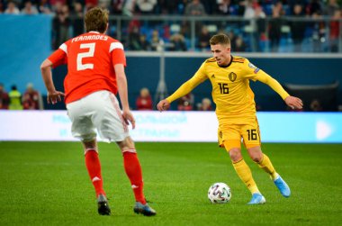 SAINT-PETERSBURG, RUSSIA - November 16, 2019: Thorgan Hazard player during UEFA EURO 2020 qualifying match between national team Russia against Belgium national team, Russia