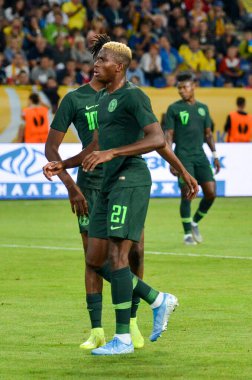 DNIPRO, UKRAINE - September 10, 2019: Victor Osimhen player during the friendly match between national team Ukraine against Nigeria national team, Ukraine