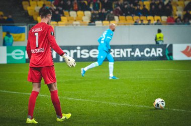 Lviv, Ukrayna - 28 Kasım 2019: Uefa Avrupa Ligi (Ukrayna) - Wolfsburg (Almanya), Ukrayna