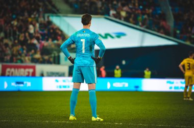 SAINT-PETERSBURG, RUSSIA - November 16, 2019: Thibaut Courtois player during UEFA EURO 2020 qualifying match between national team Russia against Belgium national team, Russia