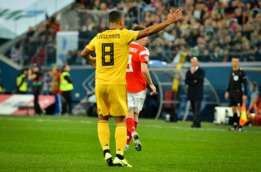 SAINT-PETERSBURG, RUSSIA - November 16, 2019:  Youri Tielemans player during UEFA EURO 2020 qualifying match between national team Russia against Belgium national team, Russia