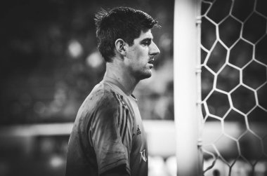 SAINT-PETERSBURG, RUSSIA - November 16, 2019: Thibaut Courtois and Belgium national football team training session during UEFA EURO 2020 qualifying match between Russia against Belgium, Russia