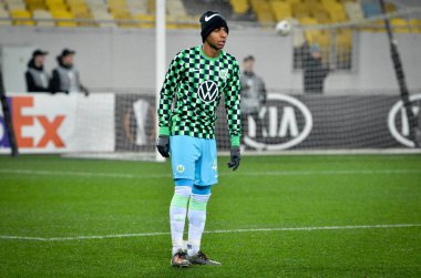 Lviv, Ukrayna - 28 Kasım 2019: Joao Victor ve Uefa Avrupa Ligi 'nde oynanan Alexandria - Wolfsburg (Almanya), Ukrayna