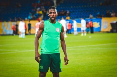 DNIPRO, UKRAINE - September 10, 2019: Football player during the friendly match between national team Ukraine against Nigeria national team, Ukraine