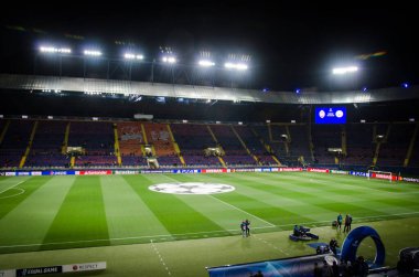 KHARKIV, UKRAINE - September 18, 2019: General view of the stadium close-up during the UEFA Champions League match between Shakhtar vs Manchester City (England), Ukraine