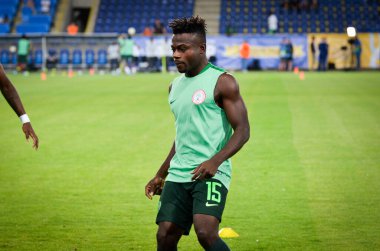 DNIPRO, UKRAINE - September 10, 2019:  Moses Simon player during the friendly match between national team Ukraine against Nigeria national team, Ukraine