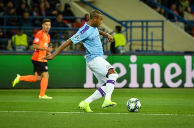 KHARKIV, UKRAINE - September 18, 2019: Fernandinho player during the UEFA Champions League match between Shakhtar Donetsk vs Manchester City (England), Ukraine