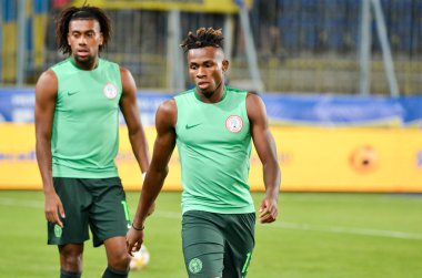DNIPRO, UKRAINE - September 10, 2019: Samuel Chukwueze player during the friendly match between national team Ukraine against Nigeria national team, Ukraine