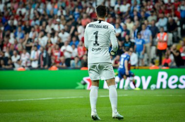 Istanbul, Turkey - August 14, 2019: Kepa Arrizabalaga player during the UEFA Super Cup Finals match between Liverpool and Chelsea at Vodafone Park in Vodafone Arena, Turkey