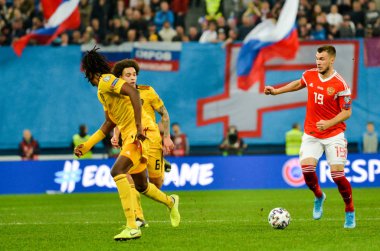 SAINT-PETERSBURG, RUSSIA - November 16, 2019: Football player during UEFA EURO 2020 qualifying match between national team Russia against Belgium national team, Russia