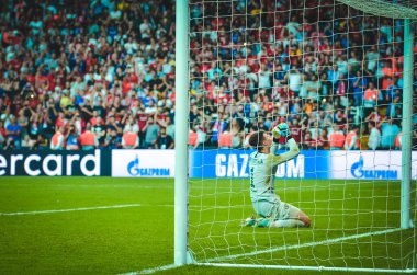 Istanbul, Turkey - August 14, 2019: Kepa Arrizabalaga during the UEFA Super Cup Finals match between Liverpool and Chelsea at Vodafone Park in Vodafone Arena, Turkey