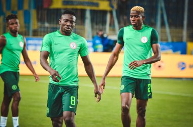 DNIPRO, UKRAINE - September 10, 2019: Oghenekaro Etebo player during the friendly match between national team Ukraine against Nigeria national team, Ukraine
