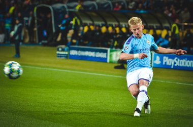 KHARKIV, UKRAINE - September 18, 2019: Oleksandr Zinchenko player during the UEFA Champions League match between Shakhtar Donetsk vs Manchester City (England), Ukraine