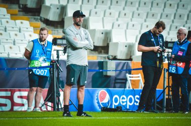 İstanbul, Türkiye - 14 Ağustos 2019: Uefa Süper Kupası Finallerinden önce Jurgen Klopp Liverpool ile Chelsea arasında Vodafone Park, Vodafone Arena, Türkiye